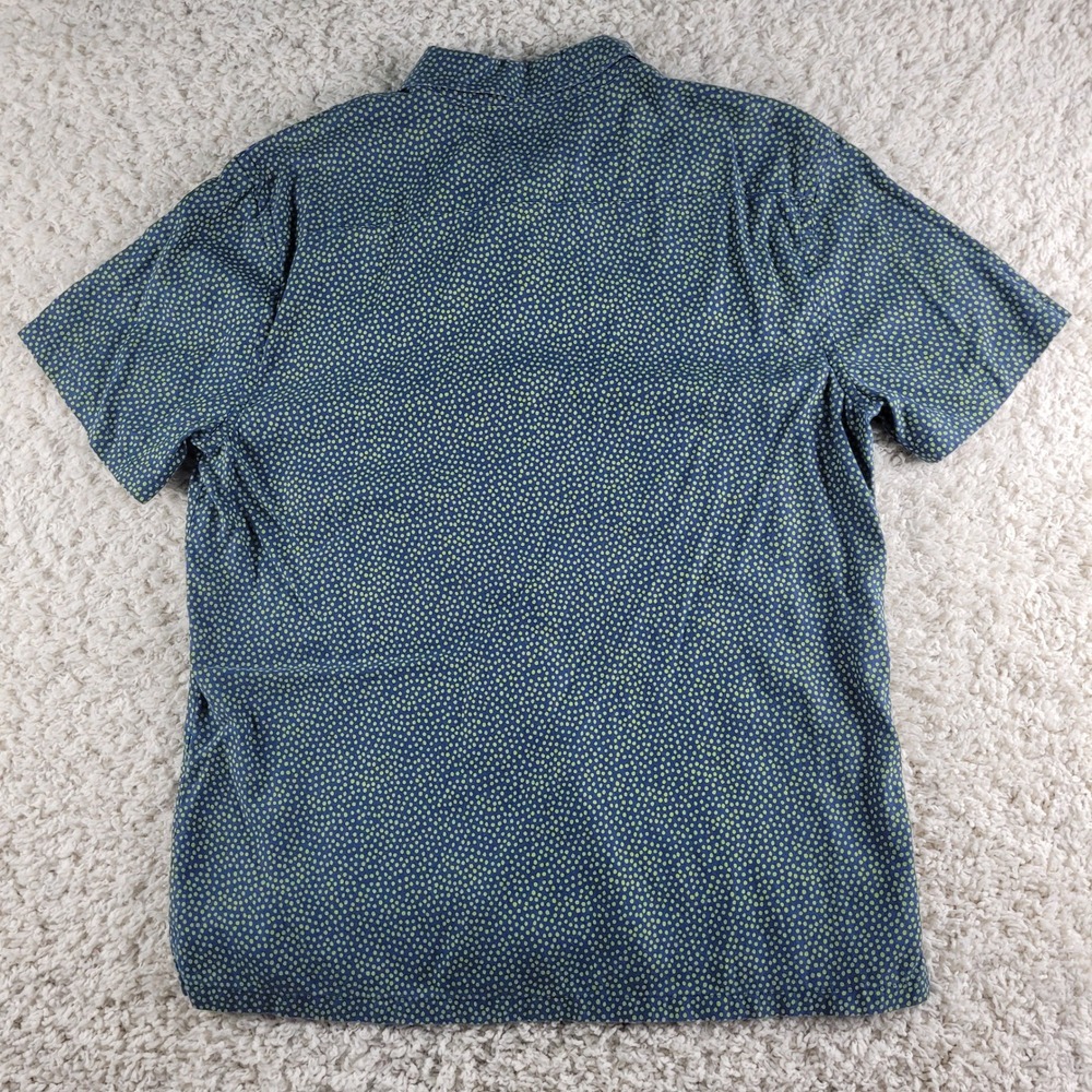 7 For All Mankind Button Down Mens Size XL Blue Green Polka Dot Geo Short Sleeve - Picture 7 of 10